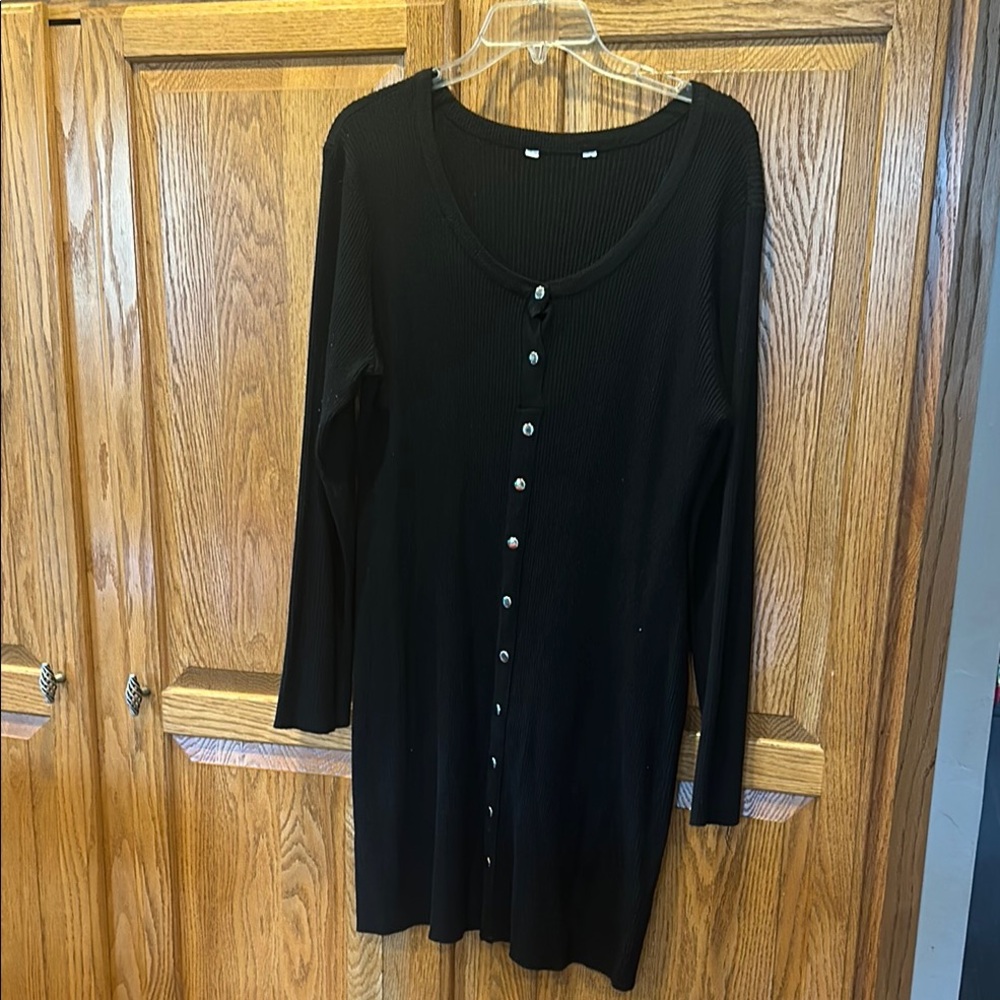Black Long Sleeve Button-Up Cardigan